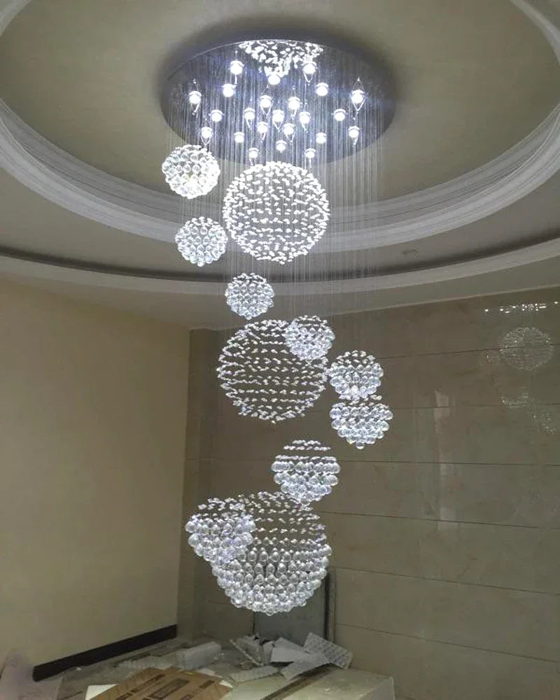 Afralia™ Modern Crystal Ball LED Ceiling Chandelier Pendant Lights Luxury Hanging Lamp
