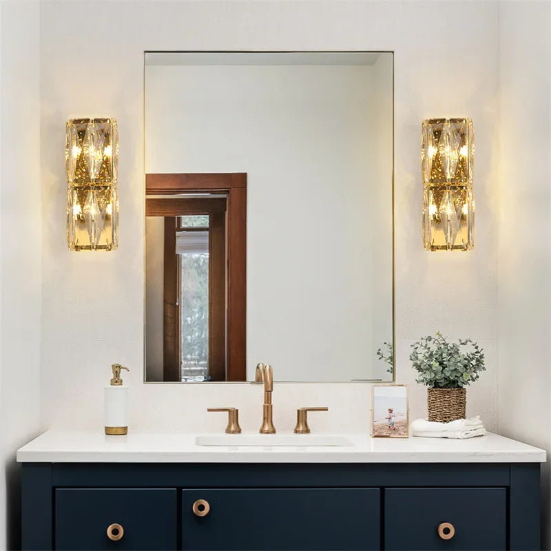 Afralia™ Modern Luxury Crystal Wall Sconce LED Light for Home Decor