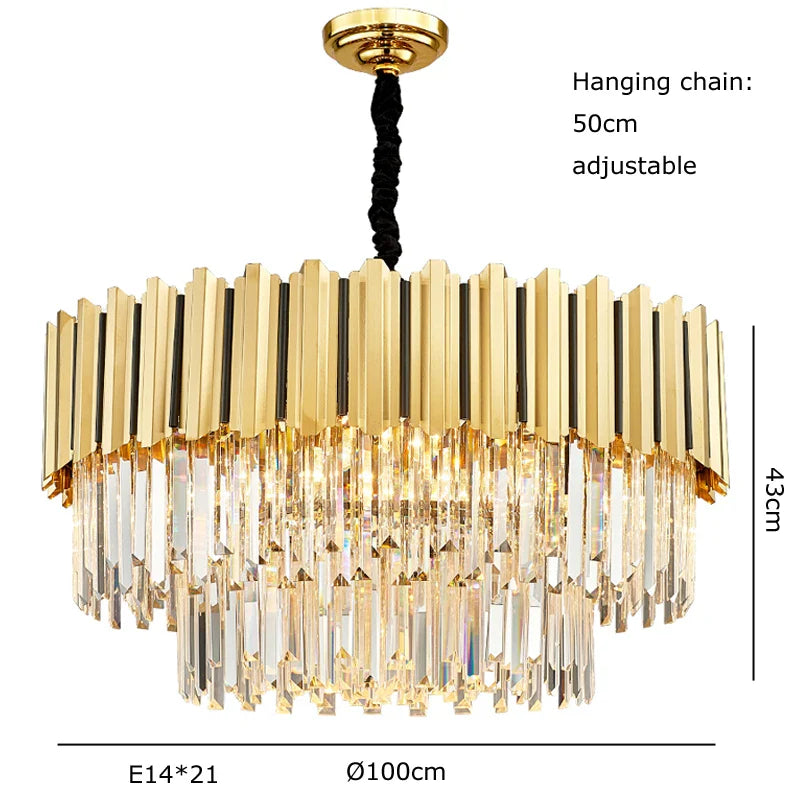 Afralia™ Gold Crystal LED Chandelier: Modern Luxe Lighting Fixture for Home Decor