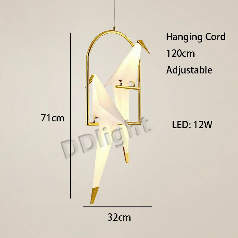 Afralia™ Paper Crane Bird Chandelier Pendant - Modern Creative Home Decor for Living Room