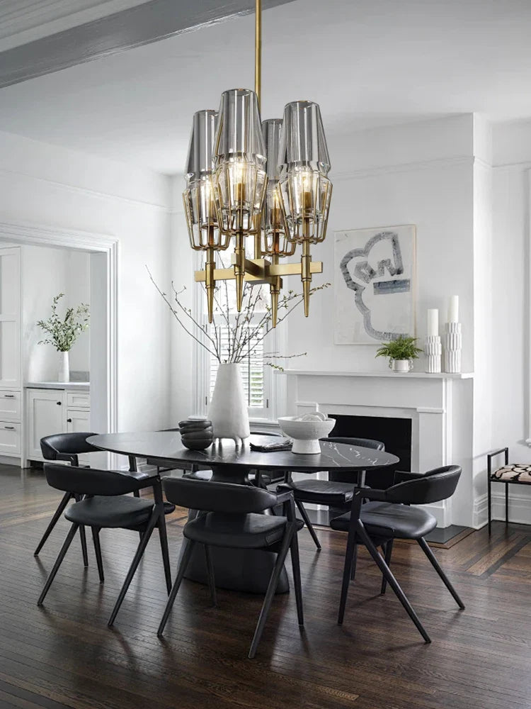 Afralia™ Luxury Copper & Glass Pendant Light - Dimmable LED - Ideal for Dining Room & Bedroom