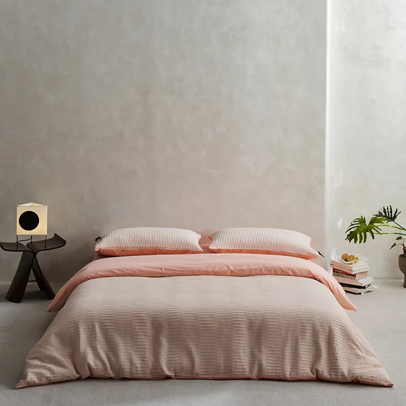 Afralia™ 100% Cotton Foam Yarn Bedding Set with Solid Color Jacquard Design