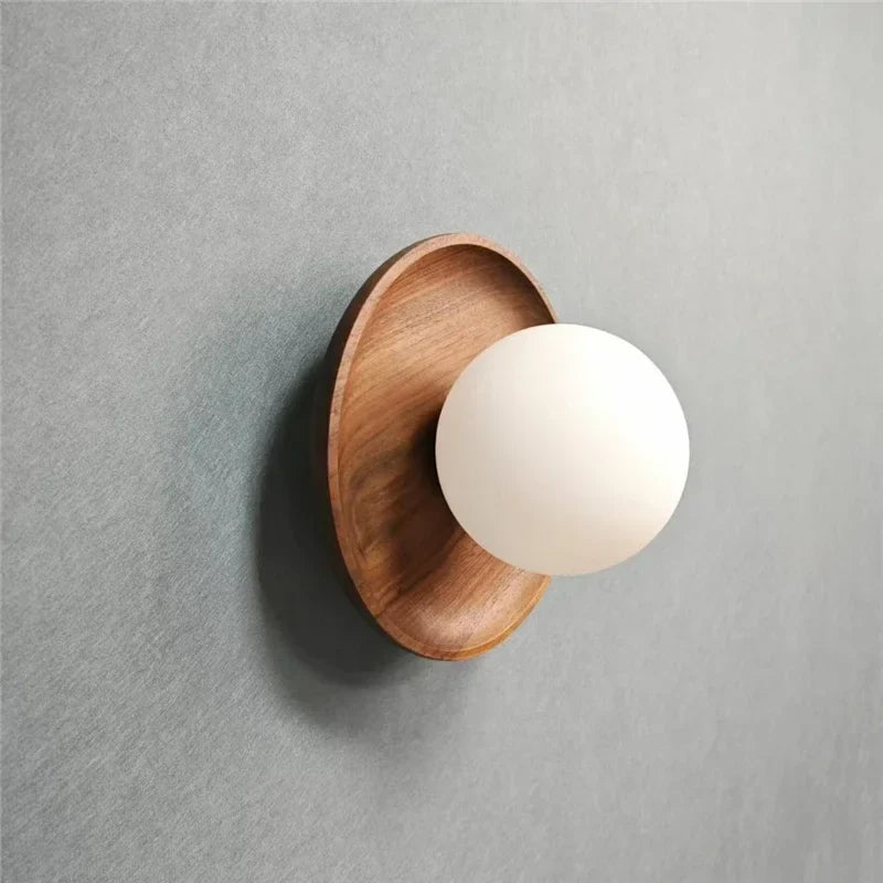 Afralia™ Vintage Wooden Wall Sconce LED Lights for Home Art, Bedroom & Living Room
