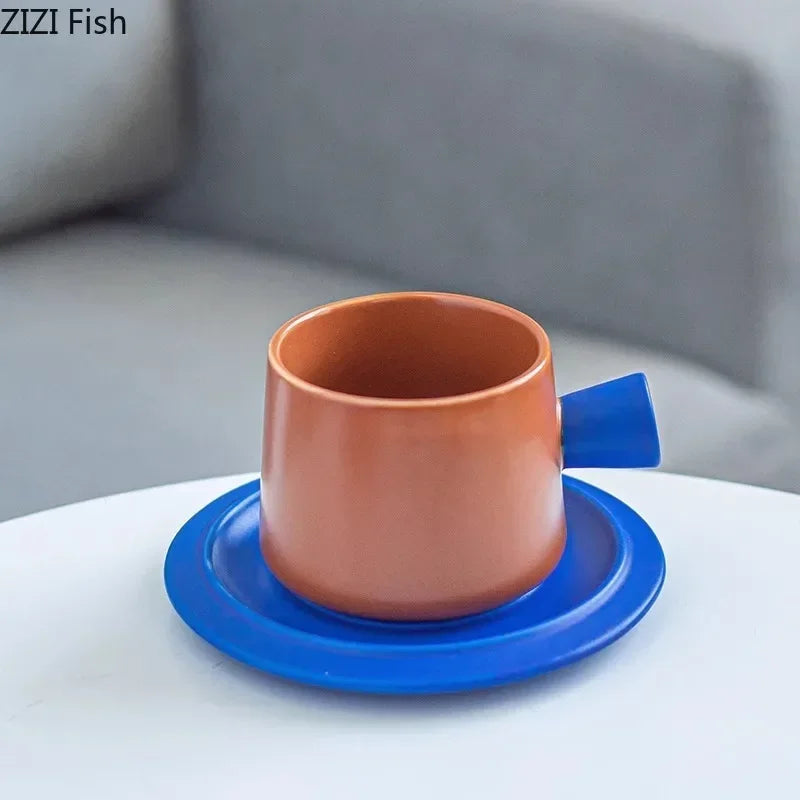 Afralia™ Ceramic Cup & Saucer Set - Modern Design Tea & Coffee Cups