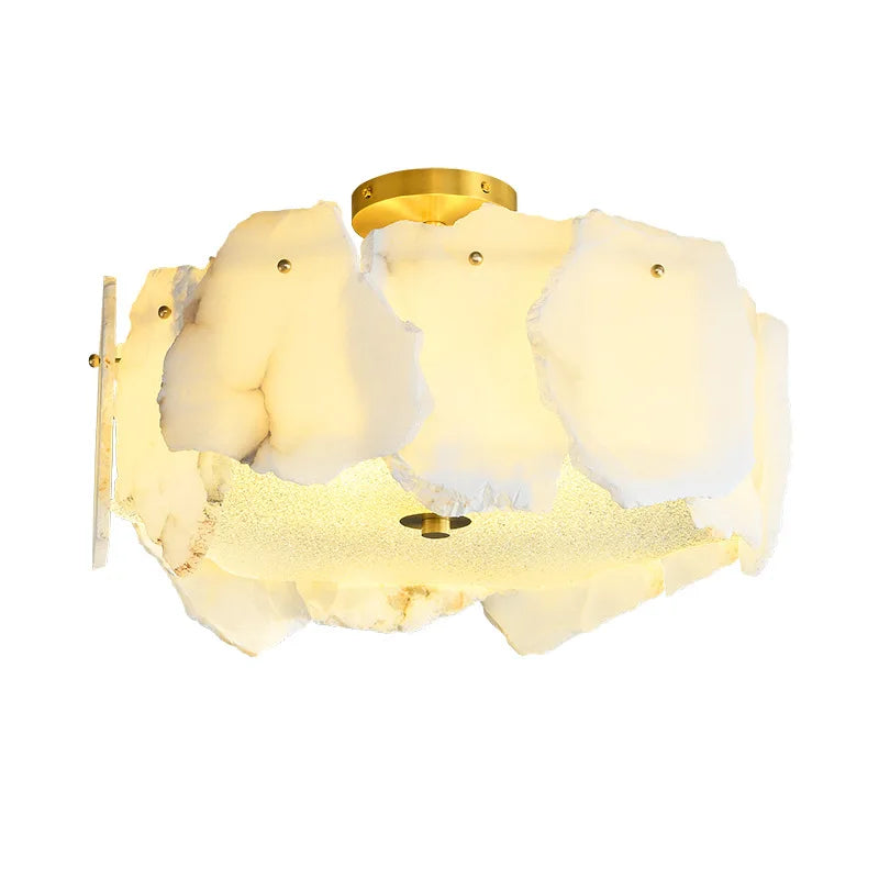 Afralia™ Ivory White Marble Copper LED Ceiling Light Luxury Modern Fixture