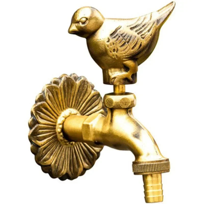 Afralia™ Antique Brass Wall Mount Garden Faucet for Kindergarden, Animal Design