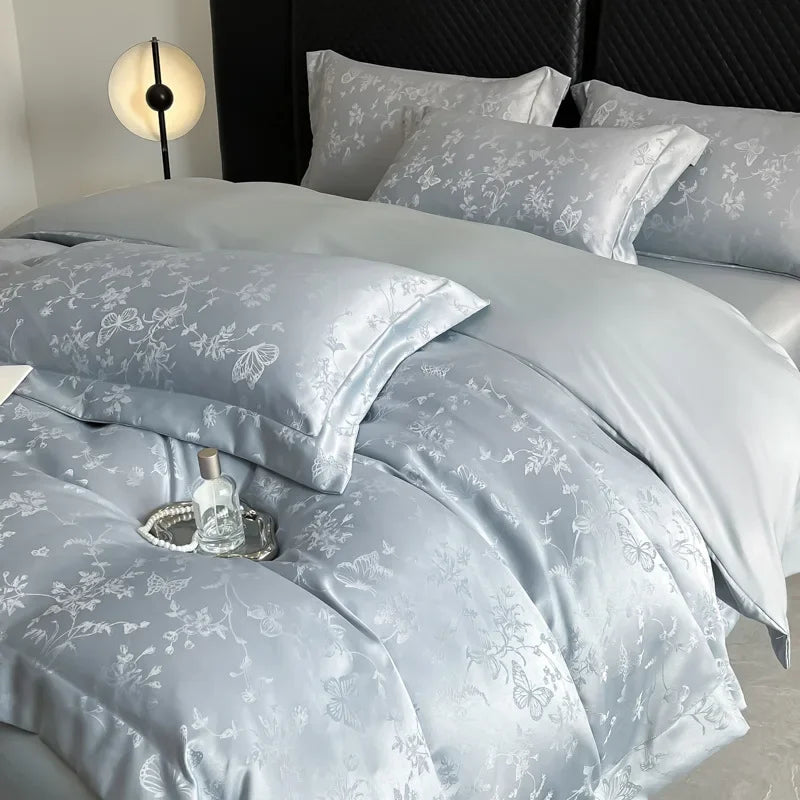 Afralia™ Silk Jacquard Bedding Sets - Luxury Comforter Cover for Double Bed