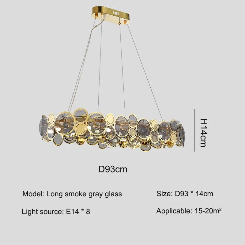 Afralia™ Stainless Steel Glass Ceiling Chandeliers LED Round Pendant Lamps for Dining Living Room