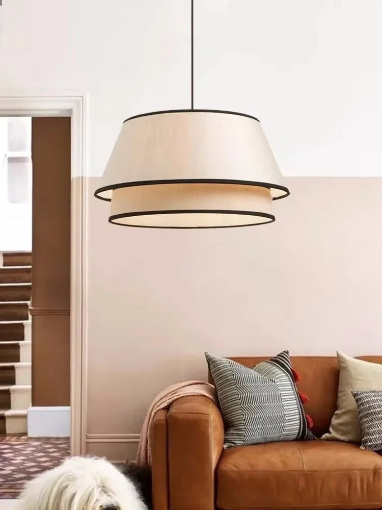 Afralia™ Tiered Drum Fabric Chandelier: Japanese Wabi Sabi Ceiling Light for Home Decor