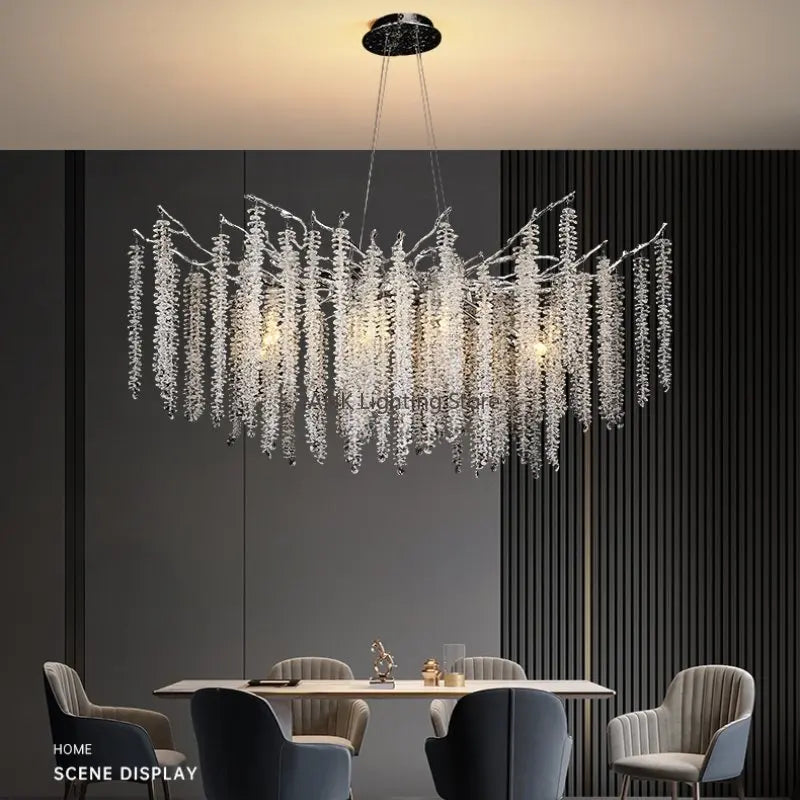 Afralia™ Crystal Tassel Pendant Chandelier for Dining Room, Kitchen Island, Hall - Luxury LED Lighting