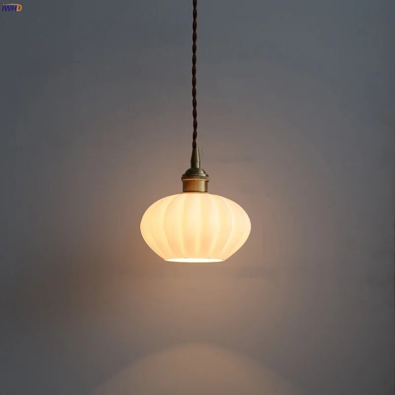 Afralia™ Copper White Glass LED Pendant Lamp for Modern Living Room Decor