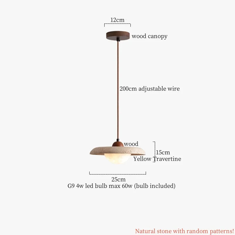 Afralia™ Nordic LED Pendant Lights Yellow Travertine Wood Hanging Lamp