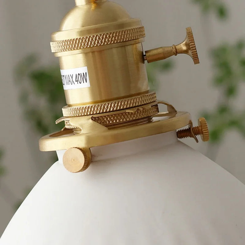 Afralia™ Ceramic LED Pendant Light Fixture with Adjustable Wire, Brass Knob Switch