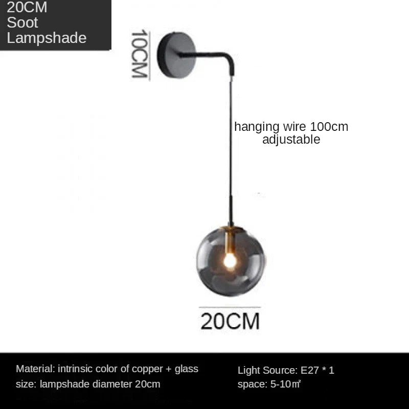 Afralia™ Nordic Brass Glass Wall Sconce: Elegant Living Room Bedside Lighting