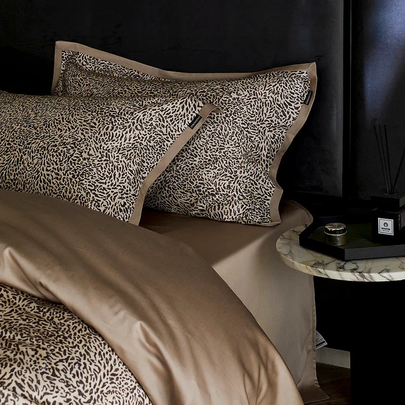 Afralia™ Leopard Luxury Bedding Set: Silky Soft Lyocell Cotton Duvet Cover, Sheet Set, Pillowcases