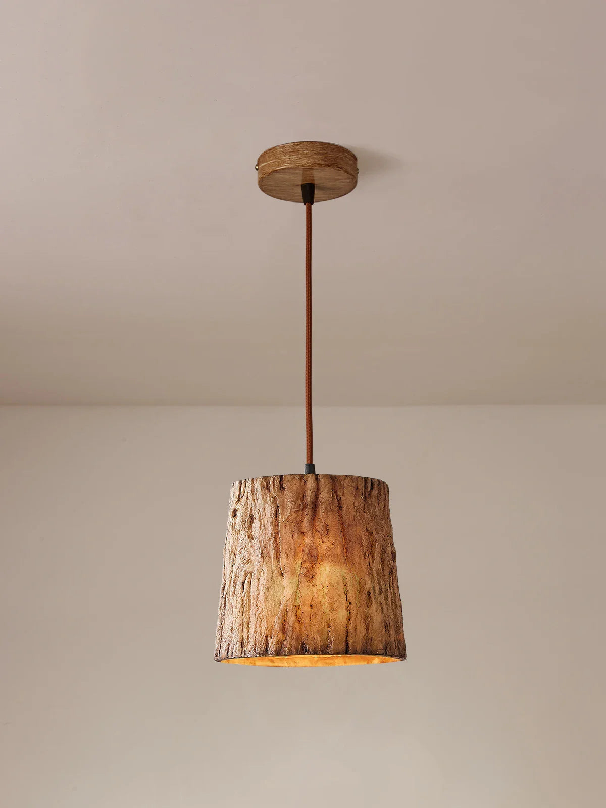 Afralia™ Vintage Resin Tree Stump Pendant Lights Retro LED Hanging Lamp