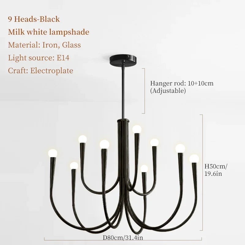 Afralia™ French Candle Led Chandelier Black Gold Kitchen Modern Island Light