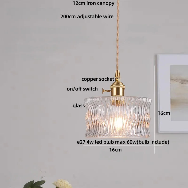Afralia™ Amber Glass LED Pendant Light Fixture Modern Home Lighting Plafond Lamp