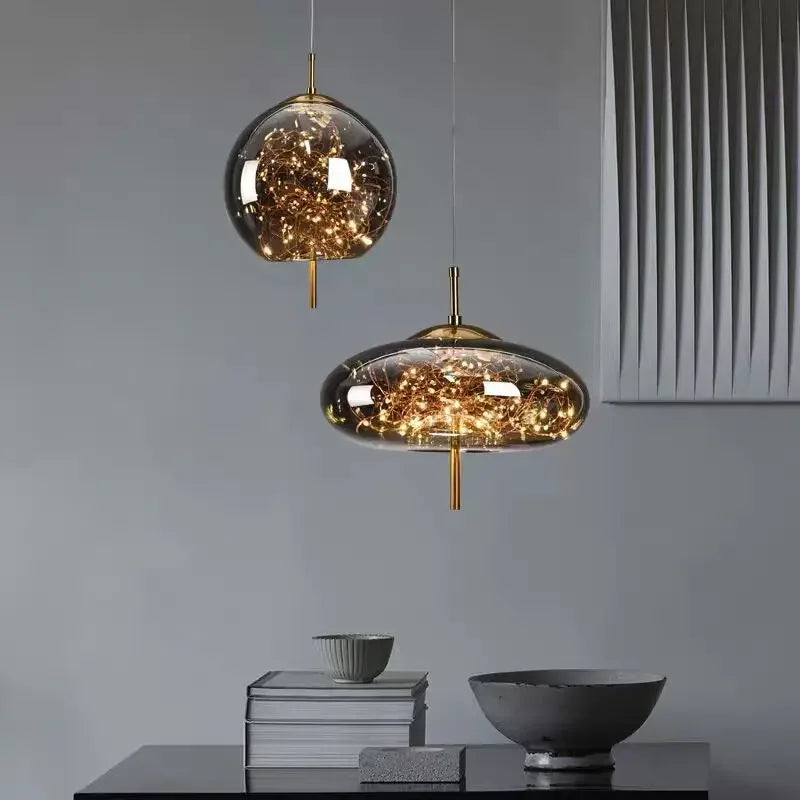 Afralia™ Glass Pendant Lights: Modern LED Ceiling Chandelier for Bedroom & Bathroom