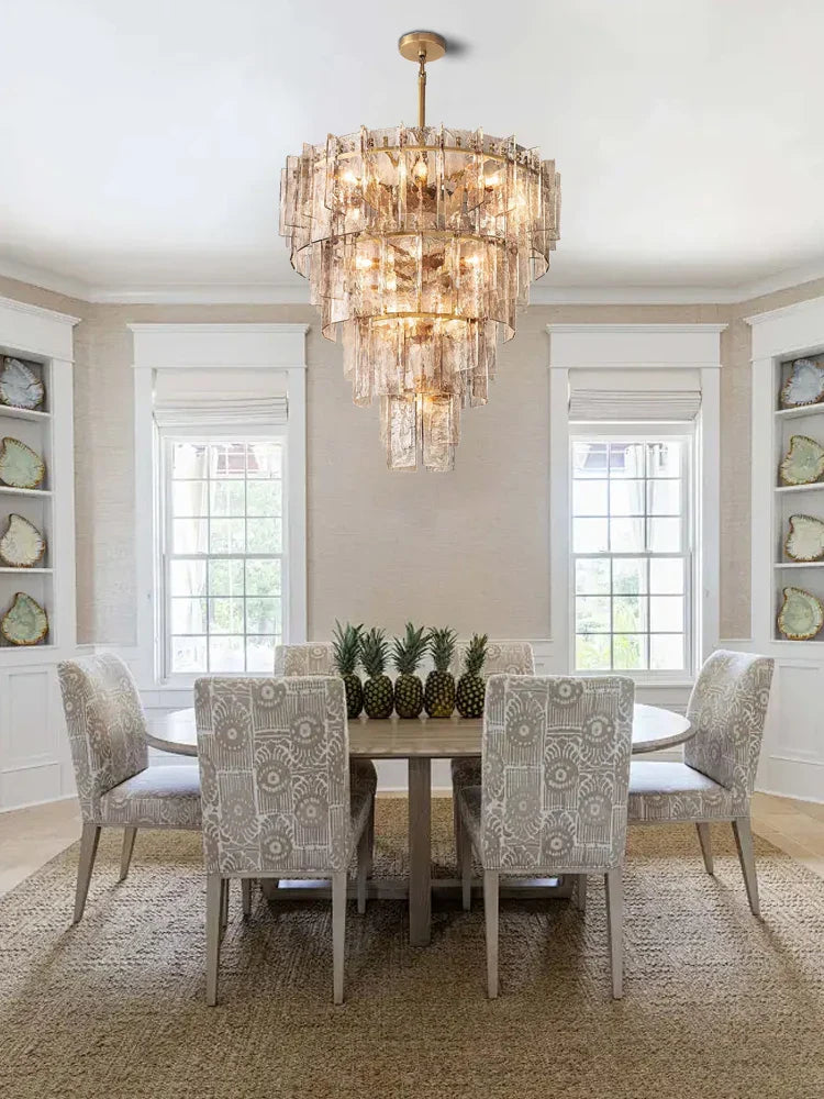 Afralia™ Classic Gold Glass Chandelier Fixture for Living Room & Dining Table