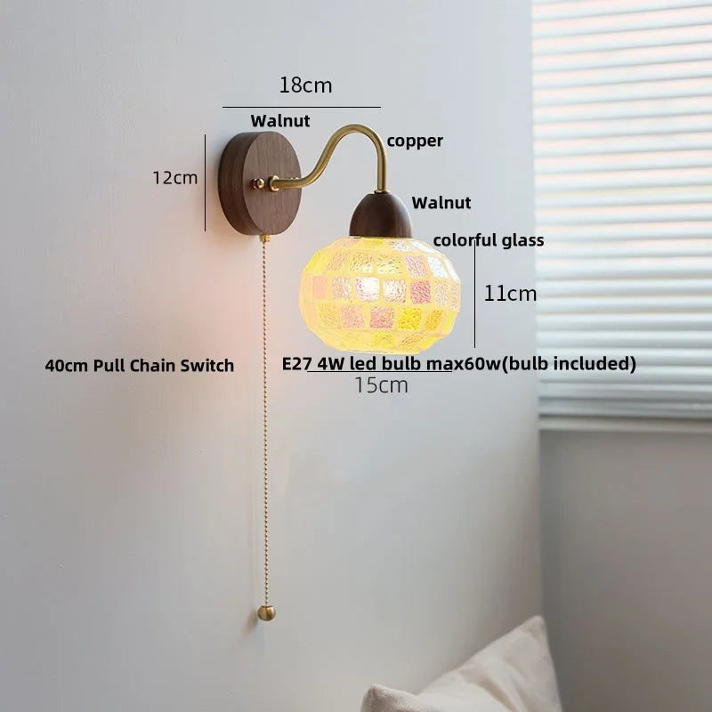 Afralia™ LED Tiffany Style Wall Lights Pull Chain Sconce Colorful Glass Stair Fixture