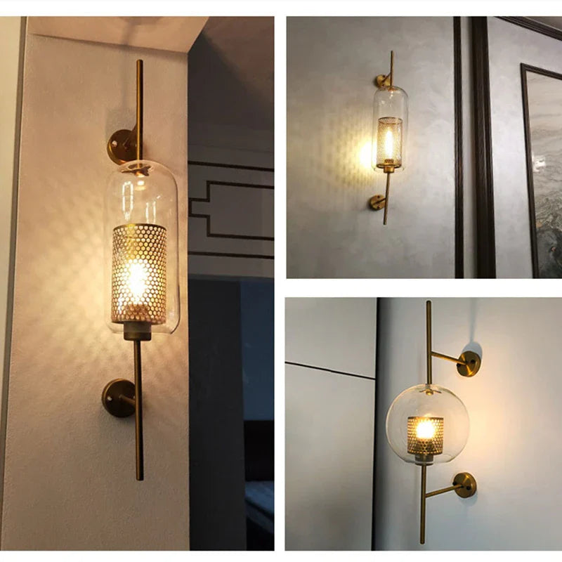 Afralia™ Modern Golden Ball Glass Wall Sconce Fixture for Living Room Home Décor