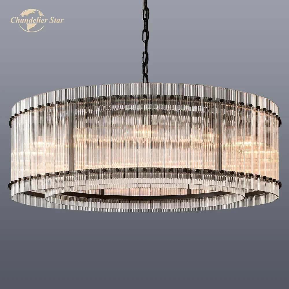 Afralia™ Modern LED Glass Chandelier San Marco Round Pendant Light - Decorative Lighting Fixture