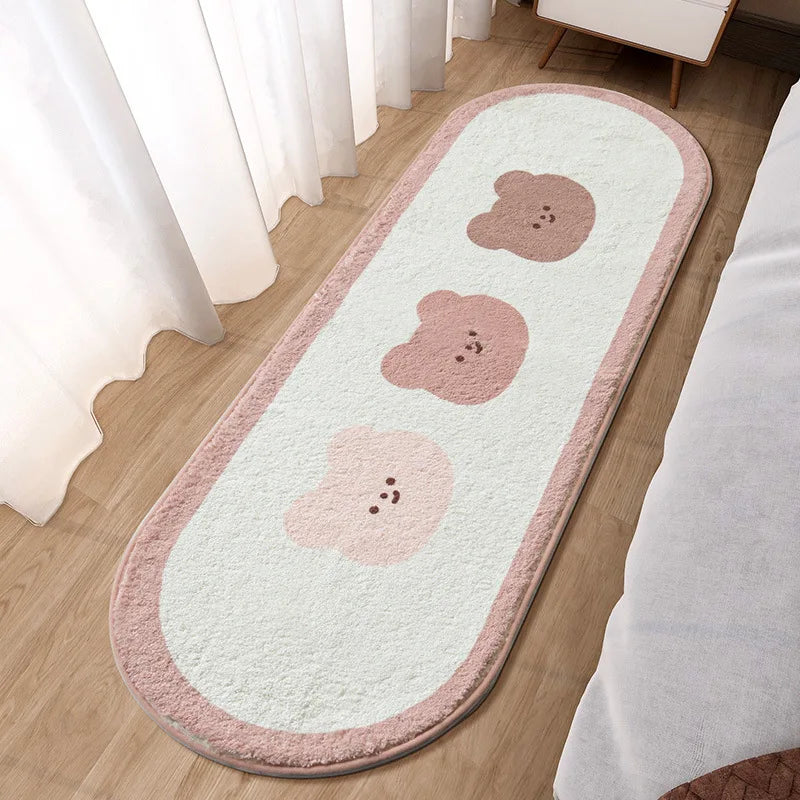 Afralia™ Lovely Rabbit Pink Bedside Rug for Girls Children Bed Room