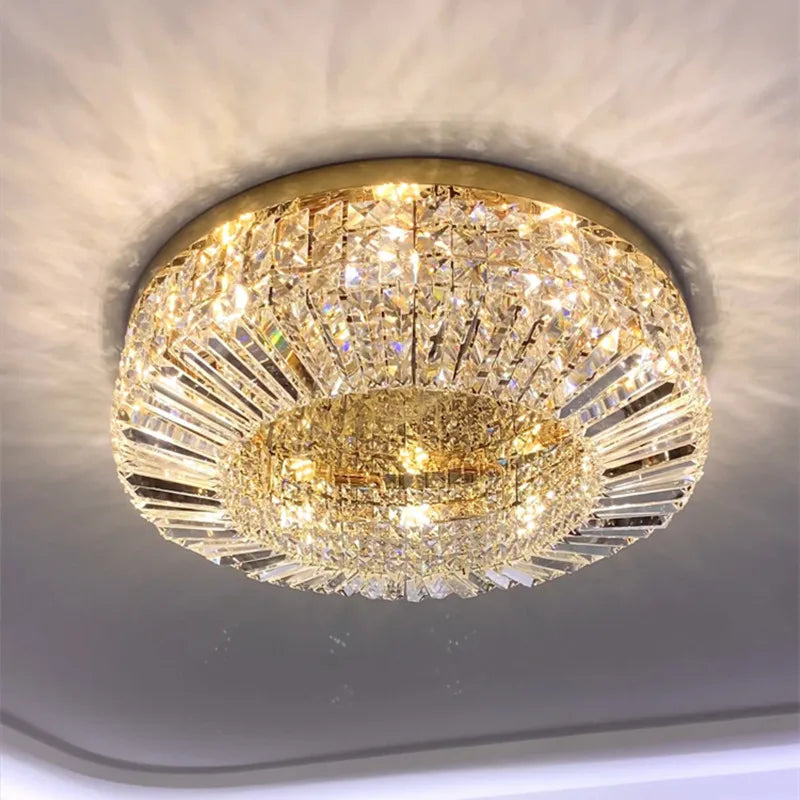 Afralia™ Crystal LED Ceiling Lights Shiny Gold/Chrome Steel E14 Mount Fixtures