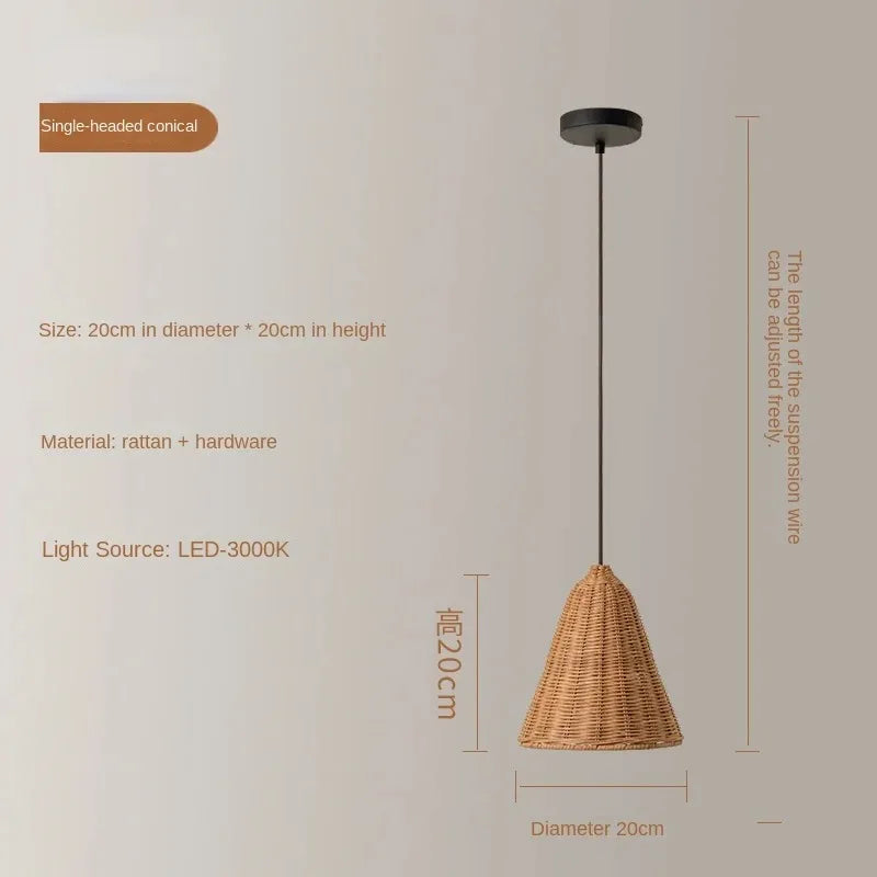 Afralia™ Rattan Woven Pendant Light for Retro Farmhouse Charm in Living Room and Kitchen