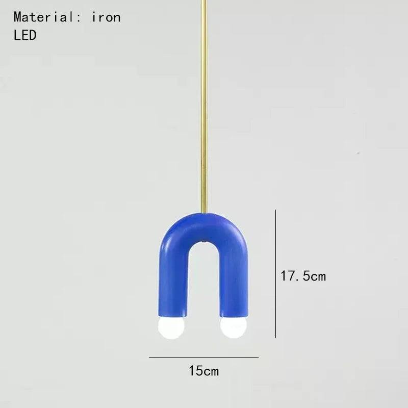 Afralia™ Oblure Arch Chandelier LED Black White Orange Blue Metal Light