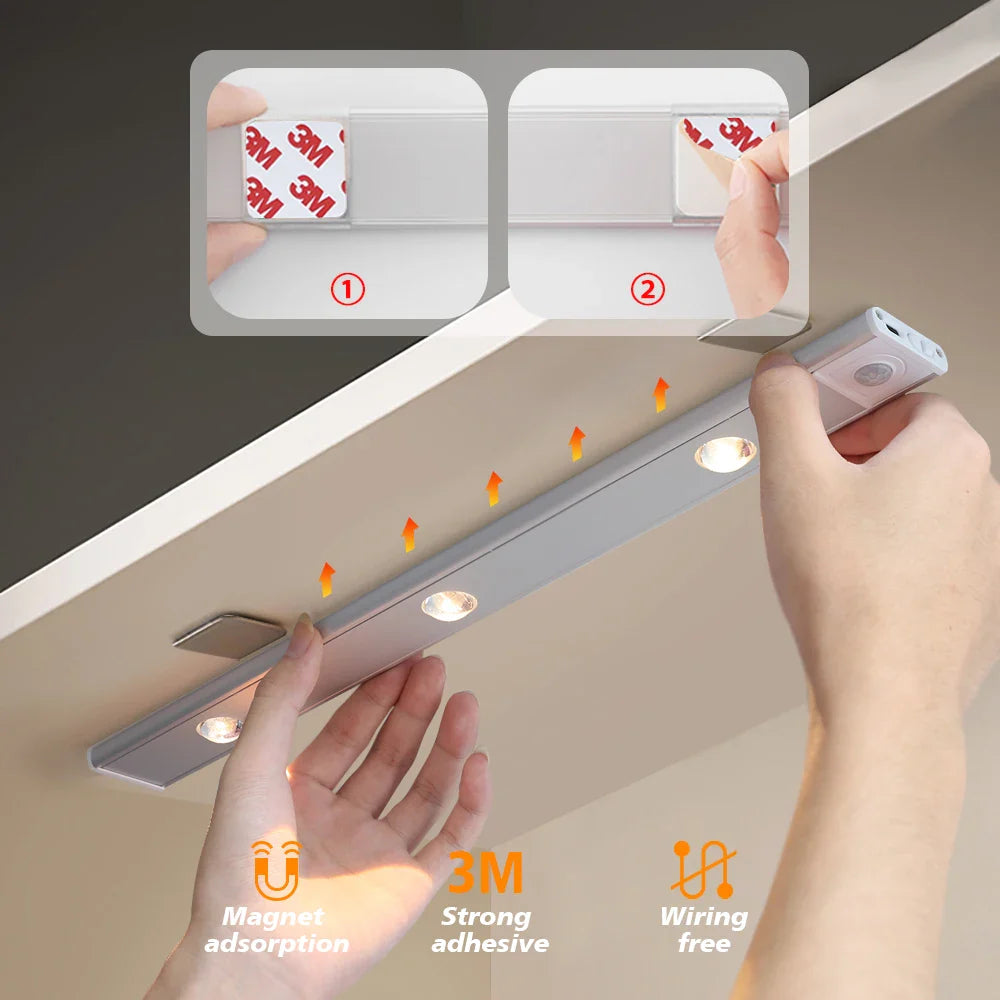 Afralia™ Motion Sensor Under Cabinet Light USB Rechargeable LED Night Light
