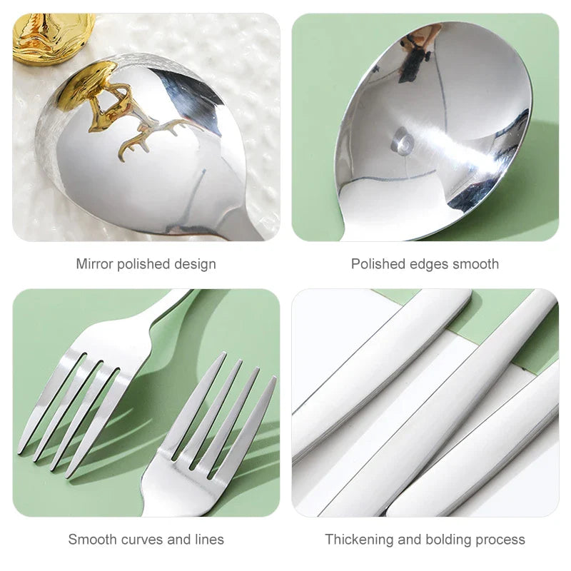 Afralia™ Stainless Steel Cutlery Set in Storage Case, Korean Style Portable Tableware