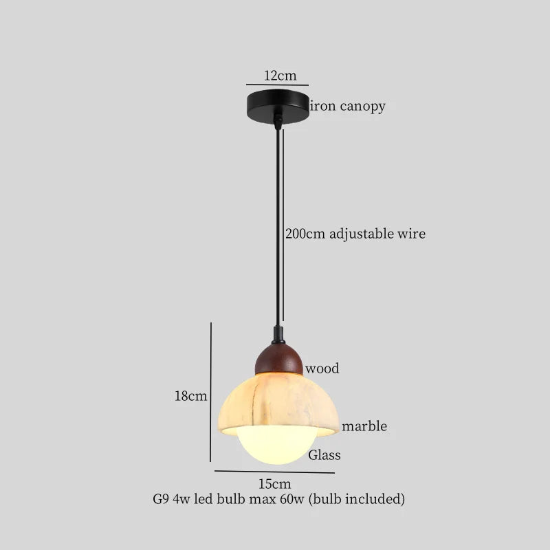 Afralia™ Marble Wood LED Pendant Lamp Modern Interior Nordic Lighting Luminaria