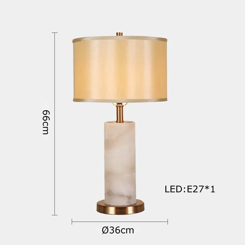 Afralia™ Oriental Marble LED Desk Lamp Classy Home Decor Luxury Textile Table Light.