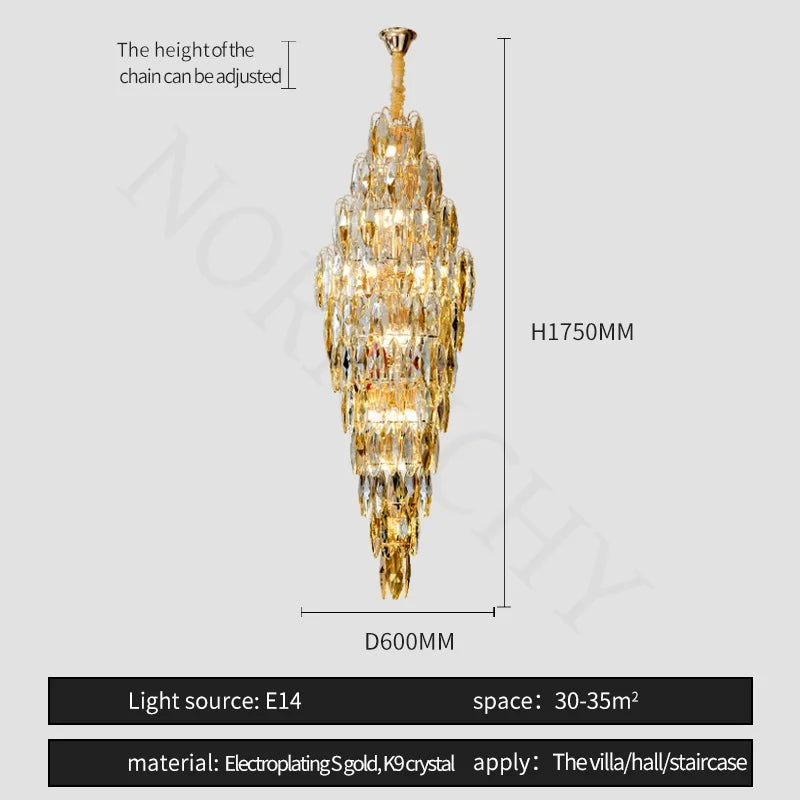 Afralia™ European Crystal Duplex Chandelier for Hotel Lobby Staircase & Villa Living Room