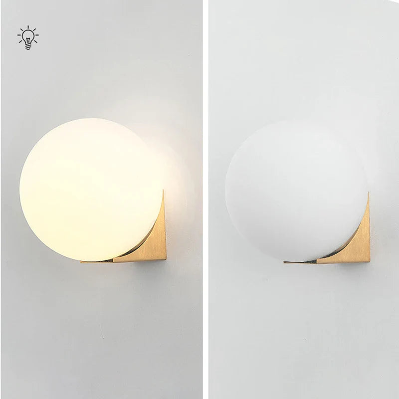 Afralia™ Scandinavian Brass Wall Sconce Glass Shade for Modern Living Room Lighting