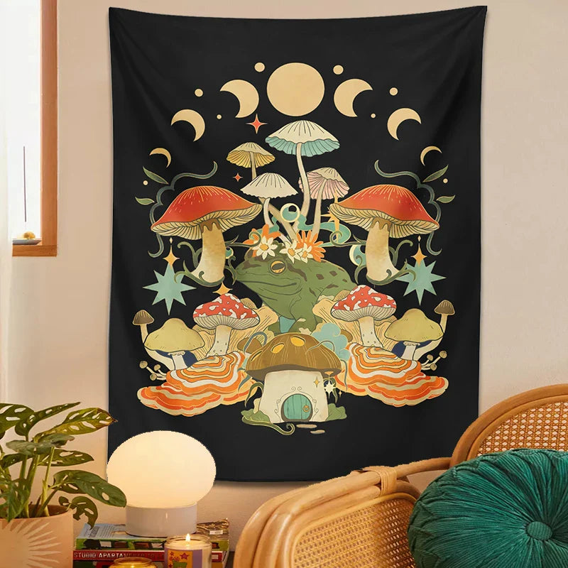 Mystic Moon Phase Tapestry Wall Hanging for Goblincore Aesthetic Bedroom by Afralia™