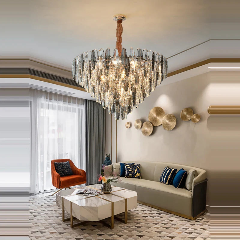 Afralia™ Gold Crystal LED Chandelier Lighting for Dinning Table