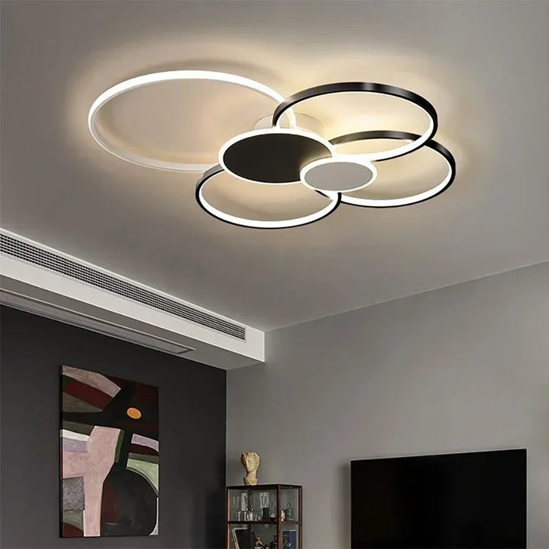 Afralia™ Modern LED Ceiling Light - Minimalist Circular Remote Control Chandelier