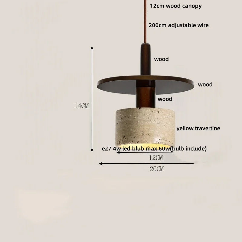 Afralia™ Yellow Travertine Stone Pendant Lights LED Modern Hanging Lamp - Nordic Design
