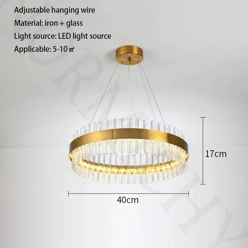 Afralia™ Luxury Gold Round LED Chandelier Contemporary Pendant Light
