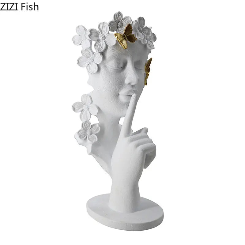 Afralia™ Gold Silence Is Gold Garland Figure Resin Sculpture Desk Decoration