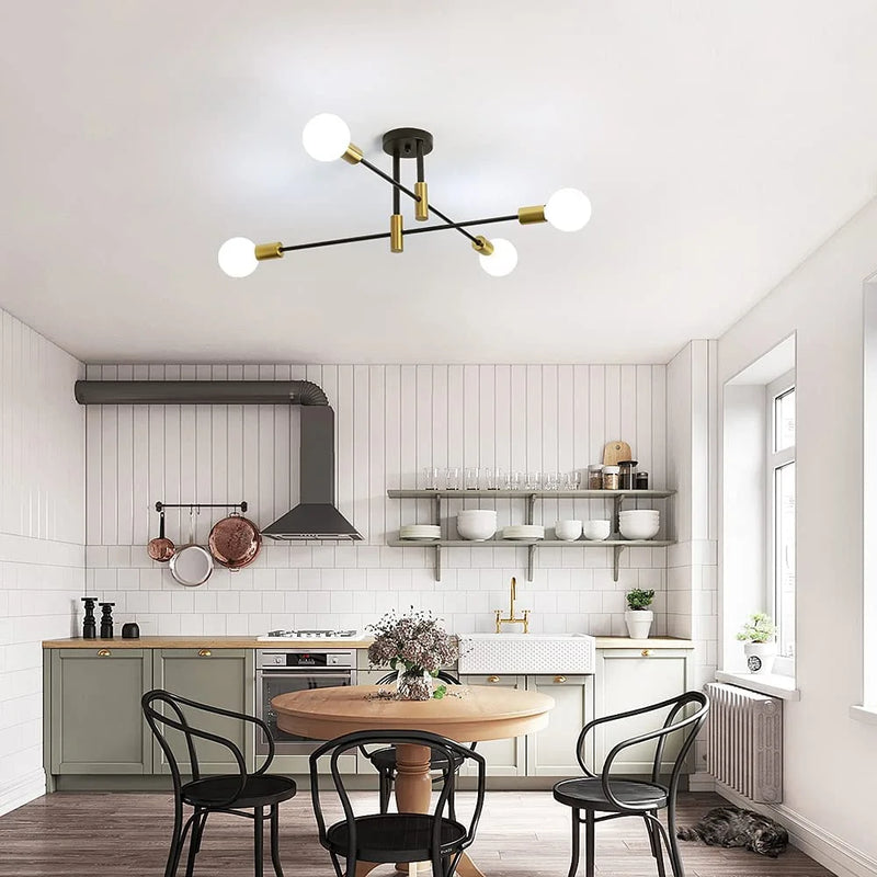 Afralia™ Industrial Sputnik Chandelier Modern Ceiling Light for Kitchen Dining Bedroom