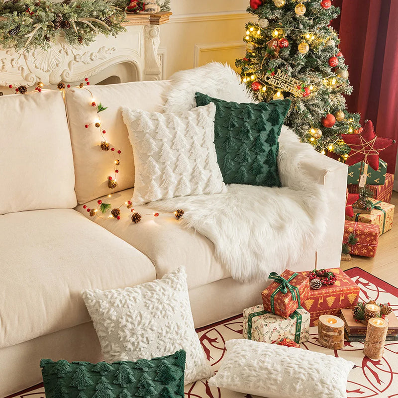 Afralia™ Christmas Plush Pillowcase for Living Room Sofa Party Cushion Covers