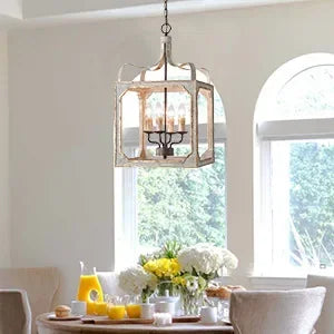 Afralia™ Vintage Gold Wooden Chandelier Suspension Lighting for Kitchen and Living Room