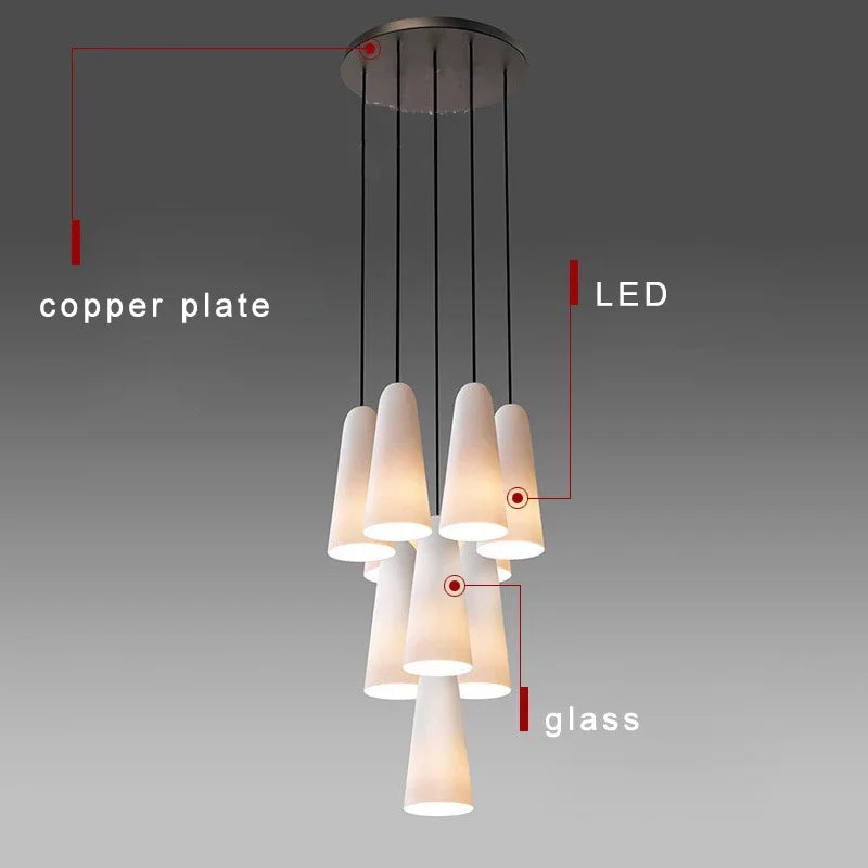 Afralia™ White Glass Chandelier Luxury Ceiling Light Fixture for Elegant Dining Room Decor