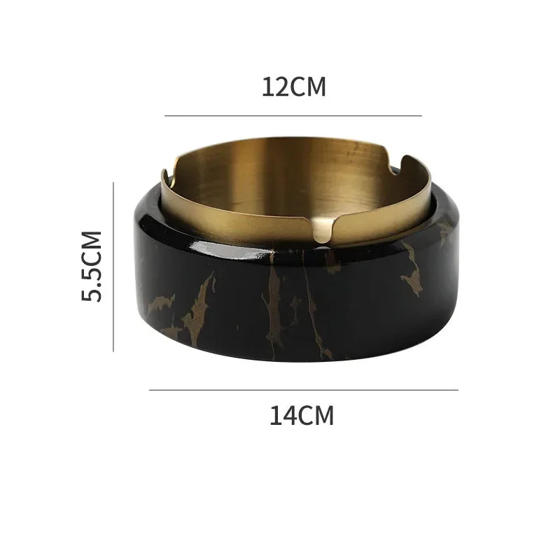 Afralia™ Gold Plated Marble Texture Ashtray - Smoking Accessories Weed Tray