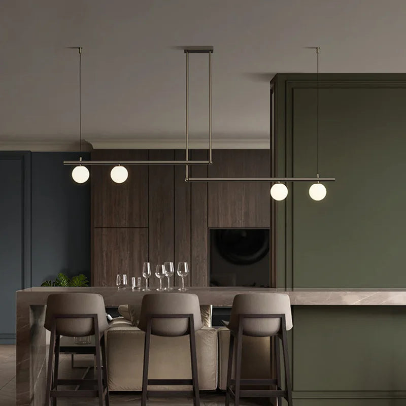 Afralia™ Linear Minimalist Chandelier Pendant Light for Living Room, Dining Table Ceiling Decor