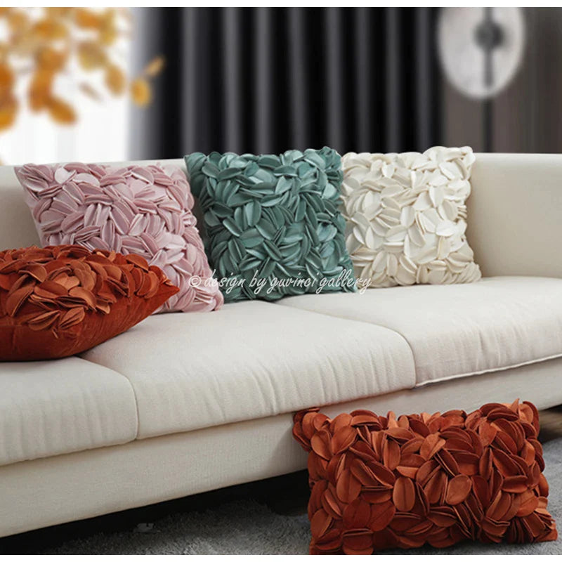 Afralia™ Romantic Flower Petals Splice Pillowcase 45x45cm - Handmade Art Cushion Cover